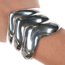 6 3/8&quot; Vintage Los Ballesteros Taxco sterling wide band modernist cuff bracelet - £239.50 GBP