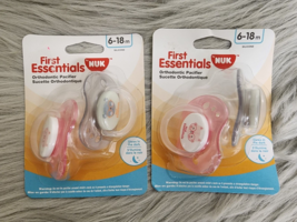 Nuk First Essentials Silicone Orthodontic Pacifier 2/2Packs 6-18Mos Glows - £9.27 GBP