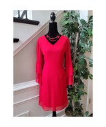 International Concepts Shirt Dress Women&#39;s Size 8 Red 100% Polyester Lon... - $45.71 CAD
