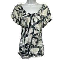 armani exchange black white abstract Short Sleeve blouse Size M - £22.15 GBP