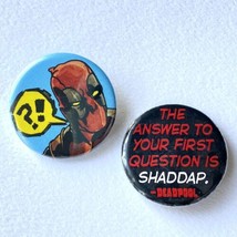 Vintage Marvel Deadpool Comic Pin-Back Button Set Of 2 Pins 1.25” Ata-boy - £11.74 GBP