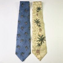 Tropicals By Tango Hula Girls Palm Trees Island Silk Ties Necktie Blue Tan Green - £10.83 GBP