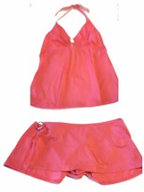 Venus Metallic Coral Pink Halter Tankini Swimsuit w/Skirted Bottoms Size 16 - £45.83 GBP