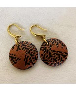 Copper Round Earrings Handcrafted Pierced Unique Artisan Dangle Clay Cir... - €37,95 EUR