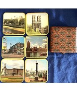 Vintage 6 London Landmark Square Coasters w Fabric Case Win-el-Ware England - $36.42 CAD