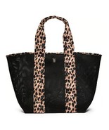 VS Victoria&#39;s Secret Leopard Mesh Tote Top Zip Closure Bag Black NEW - $54.70 CAD