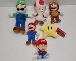 Super Mario Lot Of 6 Plush Luigi, Baby Mario, Toad, Raccoon Tanooki Mari... - $29.60
