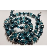 Teal (Iridescent Tahitian Look) Crystal Pearls &amp; Teal Crystals - £29.32 GBP