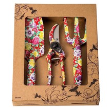 Garden Tool Set - 3 Piece Thickly Cast Aluminum Gardening Tools Kit With Floral  - £24.12 GBP