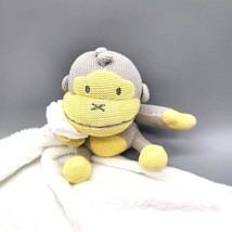 Baby Burn Monkey Lovey Plush Toy Grey Yellow Soft White Blanket - $148.66 MXN