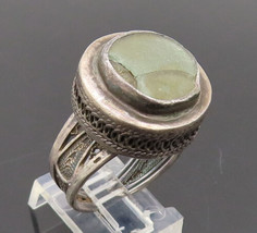 ISRAEL 925 Silver - Vintage Carved Rough Glass Adjustable Ring Sz 11 - R... - $1,249.02 MXN