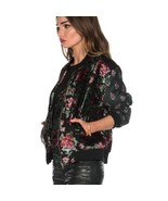 Feathers by Tolani Quinn Noire Velvet Floral Bomber Jacket Small - $76.30 CAD