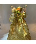 Vintage Fiber Optic Tree Topper Lighted Gold Angel Figure Christmas Shel... - $23.28