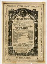 1874 Booth's Theatre Programme Romeo &amp; Juliet Broadway New York Miss Nei... - $196.02