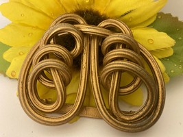 Vtg Art Deco Lg Goldtone Geometric Scarf Holder Pendant Belt Buckle? Hollywood  - £14.86 GBP