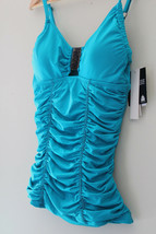 NWT Kenneth Cole New York Smocked Turquoise Sexy Tankini Swim Suit Top M $75 - £22.06 GBP