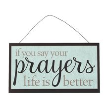 NEW Life Is Better With Prayer Wall Sign Religious Plaque wood 13.5 x 7.5 inches - £9.55 GBP