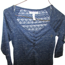 Aeropostale semi-sheer heather blue top lace back XS 3/4 sleeve Juniors women - £6.98 GBP