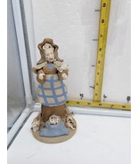 Signed Handcrafted Art Pottery Figurine Woman With Cats - $32.54 CAD
