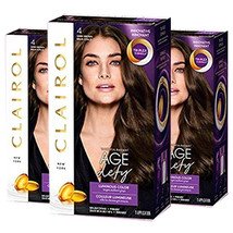 Pack of (3) New Clairol Age Defy Permanent Hair Dye, 4 Dark Brown Hair C... - £33.81 GBP