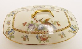 Epiag Czechoslovakia Vtg Porcelain Oval Casserole Dish Lid Multi Color Gold Trim - £22.71 GBP