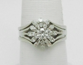 Art Deco Style 2.50Ct Lab-Created Diamond Wrap Enhancer Engagement Ring Silver - £85.66 GBP