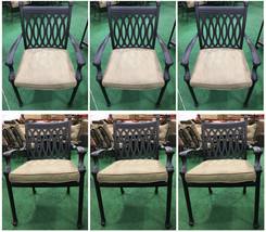 Patio dining chairs set of 6 cast aluminum furniture Tuscany sunbrella cushions - £1,499.63 GBP