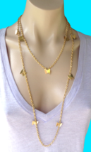 Vtg Sarah Cov 70s Gold Tone Chain Butterfly Flutter Byes Necklace Conver... - £12.50 GBP