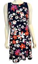 Chaps Navy, White, Red, Pink Floral Sleeveless A Line Knit Dress Size L - £17.39 GBP