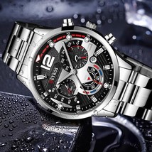 Fashion Men’s Stainless Steel Watches Luxury Quartz Wristwatch Calendar ... - £23.69 GBP