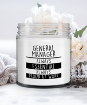 Funny General Manager Candle - Always Essential Always Proud At Work - 9 oz  - £16.04 GBP