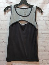 Women&#39;s Zumba Wear black gray front cutout medium tank top shirt - £5.08 GBP