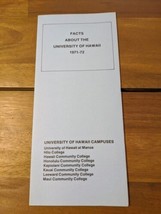 Facts About The University Of Hawaii 1971-72 Brochure - $49.49