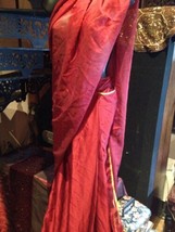 Vintage Handmade One Piece Ready Made Sari Burgundy Gold Evening Gown Dress - £178.04 GBP