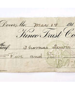 1914 Kineo Trust Company Bank Check E.A. Sampson Dover Maine Signed 6197... - $28.01 CAD