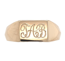 10k Yellow Gold Signet Ring with Initials &quot;TAB&quot; Size 3.75 Jewelry (#J7399) - €294,29 EUR