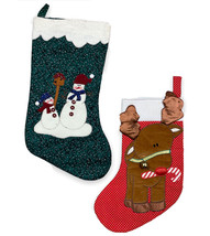 Vintage 1984 R Dakin Christmas Stocking Reindeer Red Nose Rudolph Bell +snowman - $15.83
