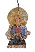 Gorgeous Vintage Handcrafted Clay Art  Pottery Glazed Angel Ornament MINT OOAK - £32.06 GBP