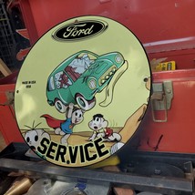 Vintage 1958 Ford Automotive Automobile Motor Car Service Porcelain Gas-Oil Sign - $125.00
