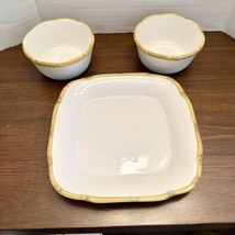 Kate Williams GLOBAL DESIGN CONNECTIONS Bamboo Set White Bowls Plate Cer... - £27.32 GBP