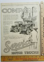 Vtg 1919 Advertisement SERVICE MOTOR TRUCKS Wabash Indiana LESLIE&#39;S WEEK... - £8.84 GBP