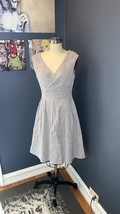Adrianna Papell Gray Floral Pattern Pleated Dress with Beads and Pockets Size 8 - £19.97 GBP