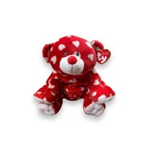 New Ty Pluffies Dreamly The Red Bear w/ White Hearts 2008 Valentine's Day Plush - $17.33