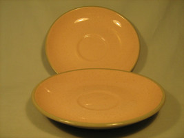 [Y12] (Lot Of 2) Harkerware Stone China 6&quot; Pink &amp; Green Saucer Oven Proof Usa - £6.39 GBP