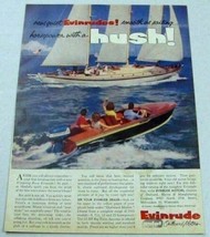 1954 Print Ad Evinrude Quiet Outboard Motors Wood &amp; Sail Boat - £8.03 GBP