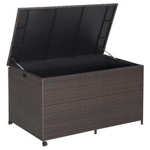 Outdoor Wicker Storage Box with Zippered Liner-133 Gallon - Color: Brown... - $222.72