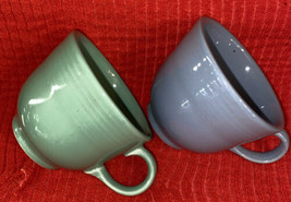 Vintage Fiestaware Fiesta Teacups Mint Seafoam Green And Periwinkle Blue... - $14.95