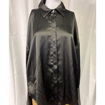 Zara Women&#39;s Black Oversized Shirt/Hidden Button Up Sz M SKU 4208 - $21.04