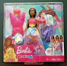 Barbie Dreamtopia Dress Up African-American Mermaid Princess Fairy Doll Set BD10 - £19.65 GBP
