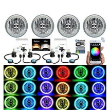 5-3/4 Bluetooth Cell Phone SMD Color Change Halo Angel Eye LED 6k Headlights Set - £379.56 GBP